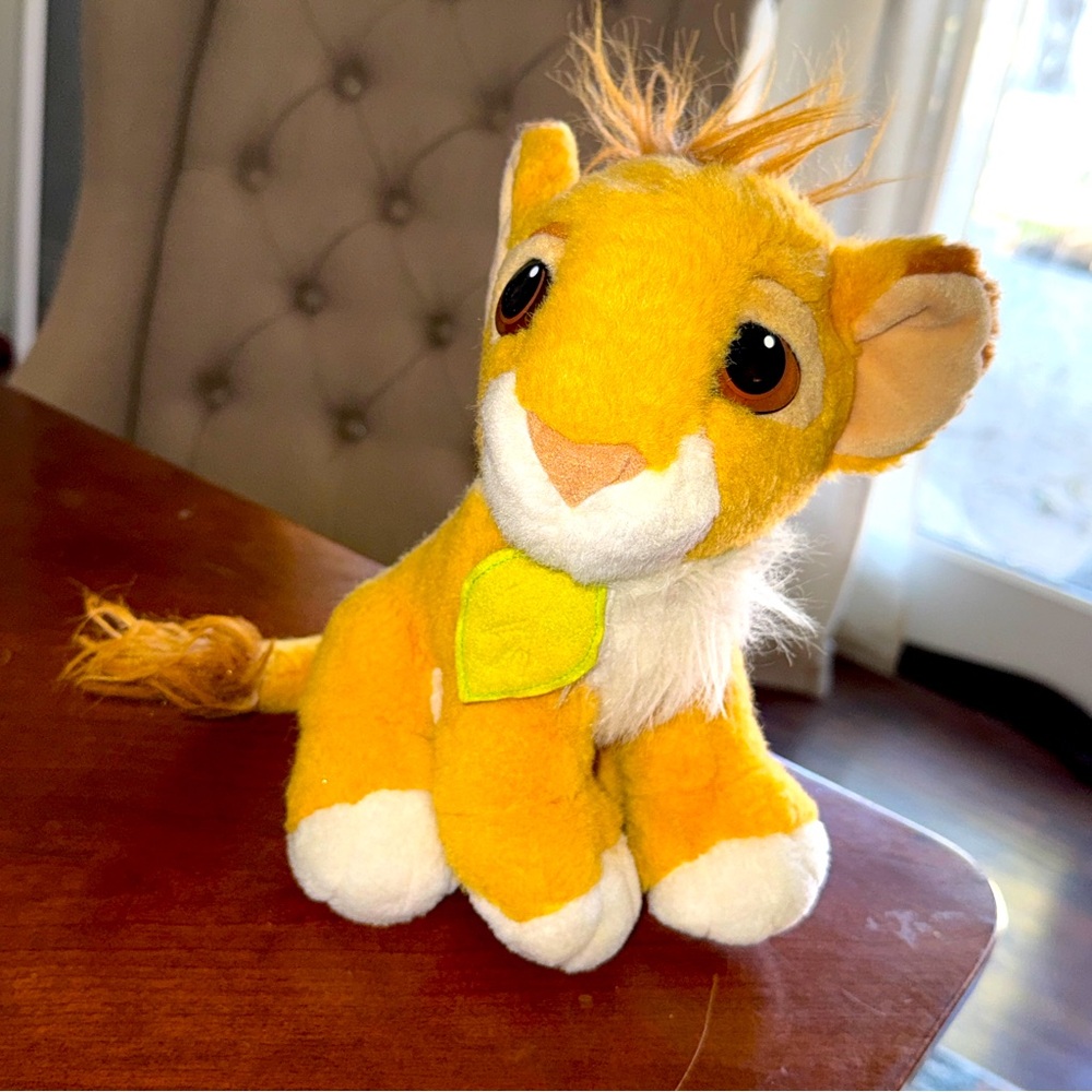 LISTEN Disney Authentic The Lion King Simba Plush 1993 wLeaf Purring Sound Works